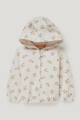 Tepláková bunda s kapucí pro miminka - s květinovým vzorem