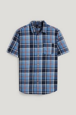Camicia - regular fit - collo all'italiana - a quadretti