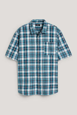 Camicia - regular fit - collo all'italiana - a quadretti