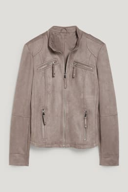 Giacca stile motociclista - similpelle scamosciata