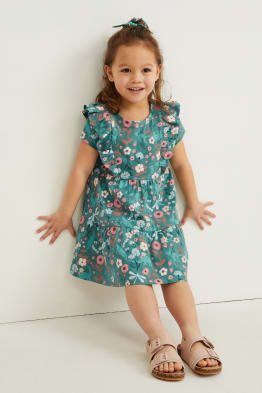 Set - jurk en scrunchie - 2-delig - gebloemd
