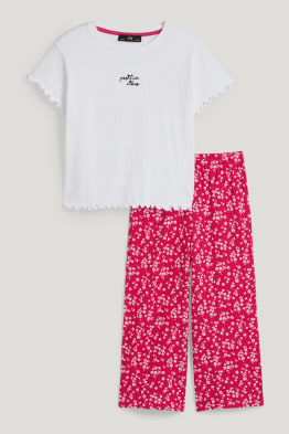Rozszerzana rozmiarówka - zestaw - koszulka z krótkim rękawem i spodnie - 2 części
