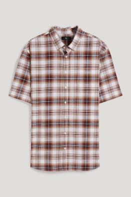 Camicia - regular fit - collo all'italiana - a quadretti