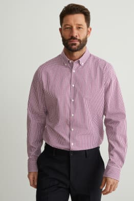 Koszula biznesowa - slim fit - przypinany kołnierzyk - dobrze się prasuje