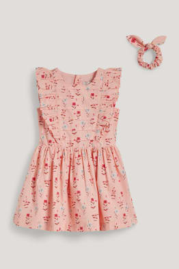 Set - vestito ed elastico - 2 pezzi - a fiori