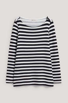 Camiseta de manga larga de lactancia - de rayas