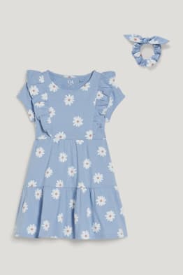 Set - jurk en scrunchie - 2-delig - gebloemd