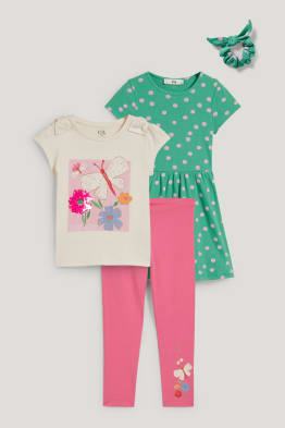 Set - vestito, t-shirt, leggings ed elastico - 4 pezzi