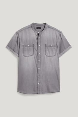 Shirt - regular fit - band collar