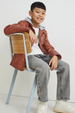 Blouson motard à capuche - synthétique