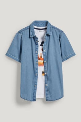 Ensemble - chemise en jean et T-shirt - 2 pièces