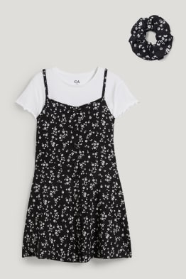 Taglie forti - set - maglia a maniche corte, vestito e scrunchie