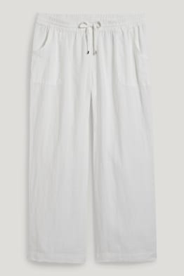 Pantalón de lino - mid waist - wide leg