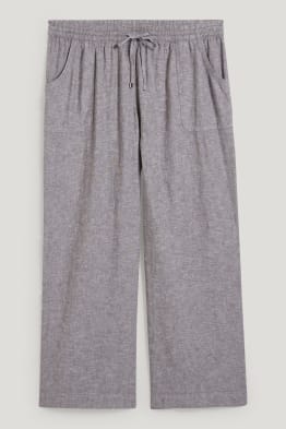 Pantalón de tela - mid waist - wide leg - mezcla de lino