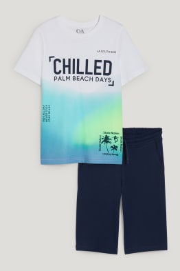 Ensemble - T-shirt et short en molleton - 2 pièces