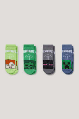 Multipack of 4 - Minecraft - trainer socks with motif