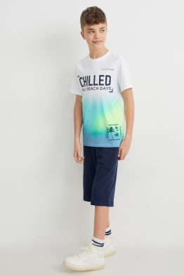 Ensemble - T-shirt et short en molleton - 2 pièces
