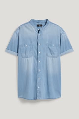 Denim shirt - regular fit - band collar