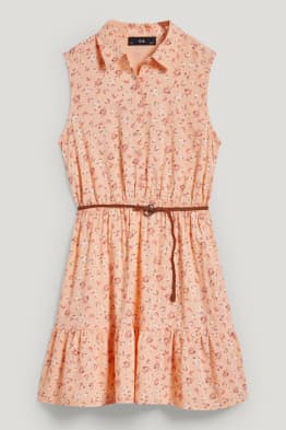 Vestito a blusa con cintura - a fiori