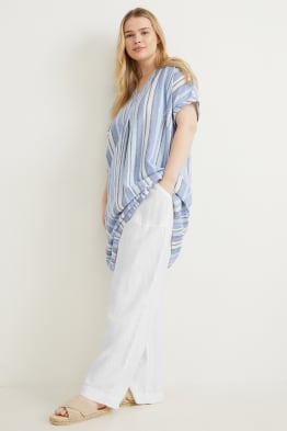 Pantalón de lino - mid waist - wide leg
