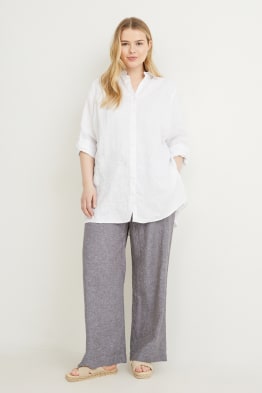 Pantalón de tela - mid waist - wide leg - mezcla de lino