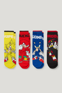 Multipack 4 ks - Ježek Sonic - ponožky s motivem