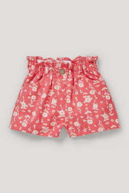 Short en jean - à fleurs