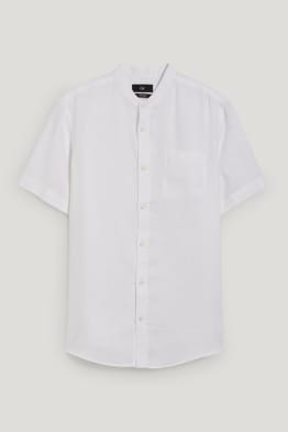 Linen shirt - regular fit - band collar