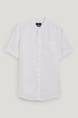 Lněná košile - regular fit - stojáček