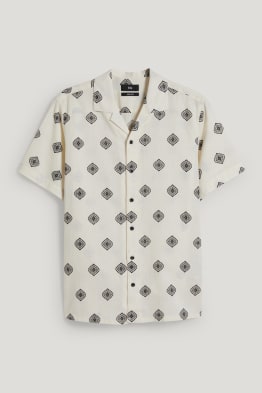 Chemise - regular fit - col revers - lin mélangé