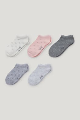 Confezione da 5 - cuori e stelle - calzini corti per neonati con motivo