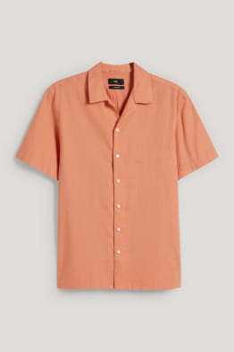 Chemise - regular fit - col revers - lin mélangé