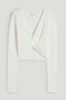CLOCKHOUSE - korte longsleeve met knoop in de stof