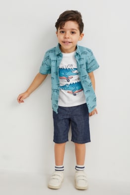 Set - Kurzarmshirt, Hemd und Shorts - 3 teilig