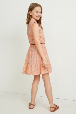 Vestito a blusa con cintura - a fiori