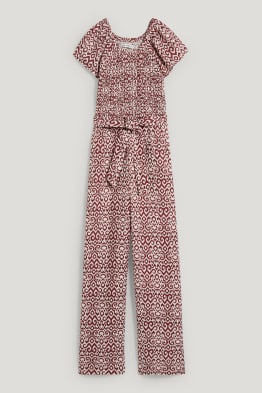 Jumpsuit - linnenmix - met patroon