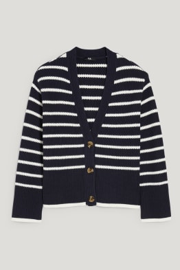 Cardigan tricotat basic - cu dungi