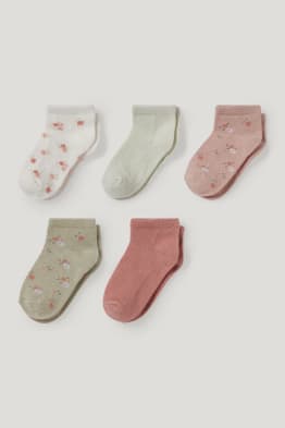 Lot de 5 paires - petites fleurs - chaussettes pour bébé à motif