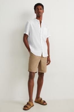 Leinenhemd - Regular Fit - Stehkragen