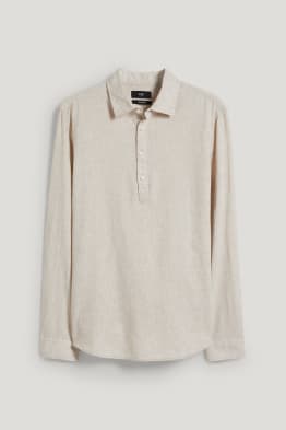 Shirt - regular fit - Kent collar - linen blend