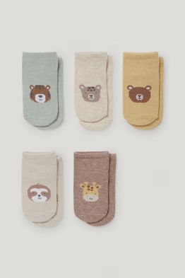 Set van 5 paar - dieren - babysneakersokken met motief