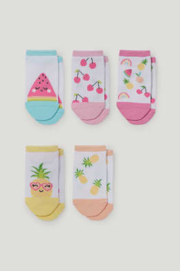 Set van 5 paar - vruchten - sneakersokken met motief