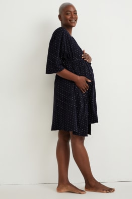 Ensemble - chemise de nuit d'allaitement et robe de chambre - à pois