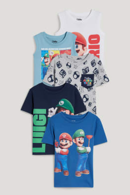 Multipack 5er - Super Mario - 2 Tops und 3 Kurzarmshirts