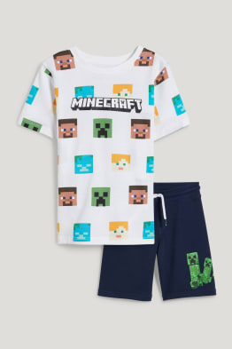 Minecraft - set - tricou cu mânecă scurtă și pantaloni scurți trening - 2 piese