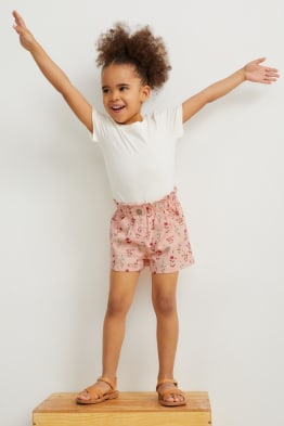 Short en jean - à fleurs