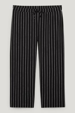Pantaloni de stofă - talie înaltă - wide leg - cu dungi