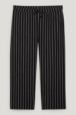 Plátěné kalhoty - high waist - wide leg - pruhované