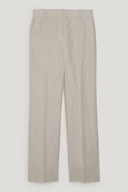 Business-Leinenhose - High Waist - Straight Fit