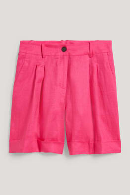 Shorts di lino business - vita alta
